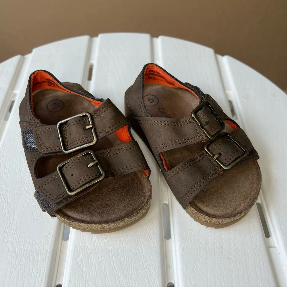 Faux-Leather Double-Buckle Sandals‎